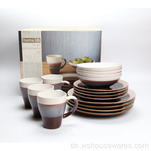 16pc Full Dinner Set Glazed Stonrearwear